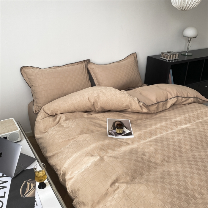 91家纺网 家纺一手货源 找家纺 金丝鸟2023新款A类60支全棉水洗棉华夫格四件套苏珊格 苏珊格驼