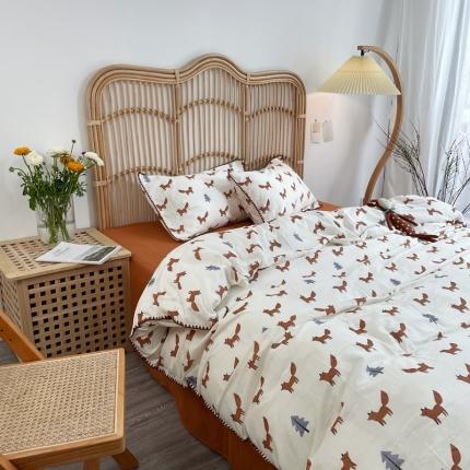 91家纺网 家纺一手货源 找家纺 （总）源启生活 2022新全棉双层纱贝壳边四件套纯棉三件套