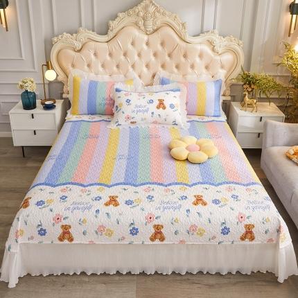 91家纺网 家纺一手货源 找家纺 宜凡家纺 2022新款全棉床盖三件套 假日小熊