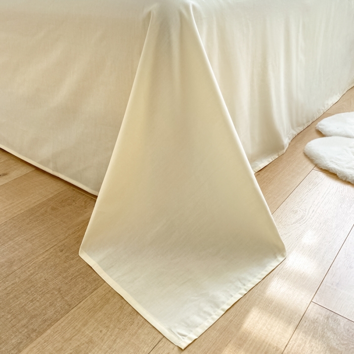 91家纺网 家纺一手货源 找家纺 雨帆 2022新款纯色双拼磨毛四件套 杏仁奶油