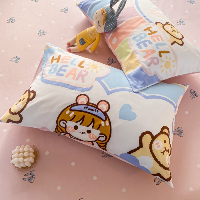 91家纺网 家纺一手货源 找家纺 （总）西引力2022年新款全棉纯棉卡通单枕套一对装