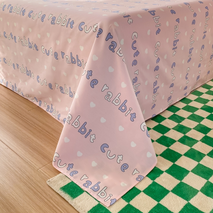 91家纺网 家纺一手货源 找家纺 西引力 2022新款全棉纯棉卡通单床单 萌萌兔派对