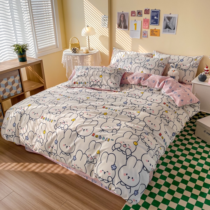 91家纺网 家纺一手货源 找家纺 西引力 2021年新款全棉纯棉卡通单被套 萌萌兔派对