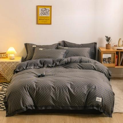 91家纺网 家纺一手货源 找家纺 （总）花言狐语2025新款全棉色布13372拼角工艺款四件套