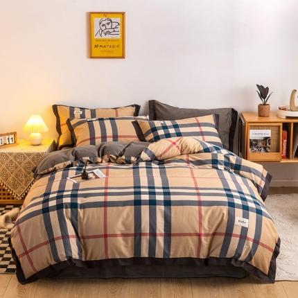 91家纺网 家纺一手货源 找家纺 （总）花言狐语2025新款全棉色布13372拼角工艺款四件套