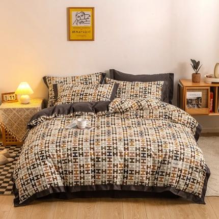 花言狐语2025新款全棉色布13372拼角工艺款四件套 风华