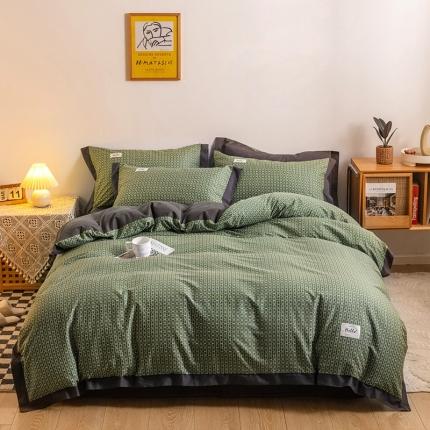 91家纺网 家纺一手货源 找家纺 花言狐语2025新款全棉色布13372拼角工艺款四件套 锦瑟