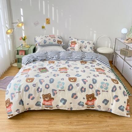 91家纺网 家纺一手货源 找家纺 （总）梦家居 2022新款13372小清新系列全棉四件套