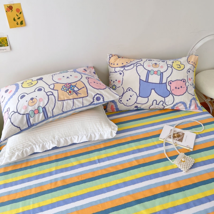 91家纺网 家纺一手货源 找家纺 梦家居 2022新款13372小清新系列全棉四件套 达达兔