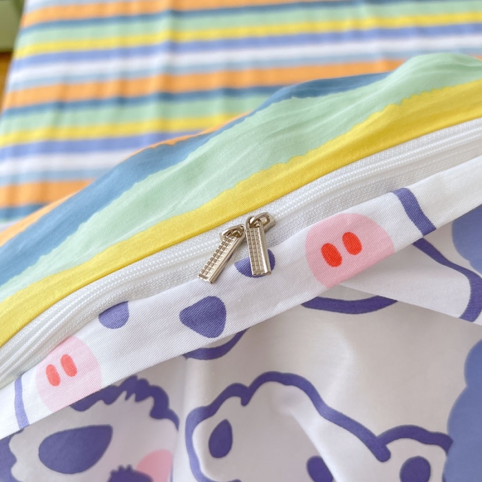 91家纺网 家纺一手货源 找家纺 梦家居 2022新款13372小清新系列全棉四件套 达达兔