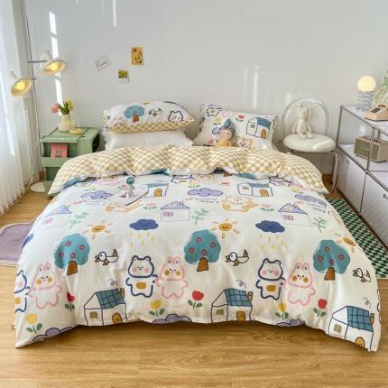 梦家居 2022新款13372小清新系列全棉四件套 可爱家园