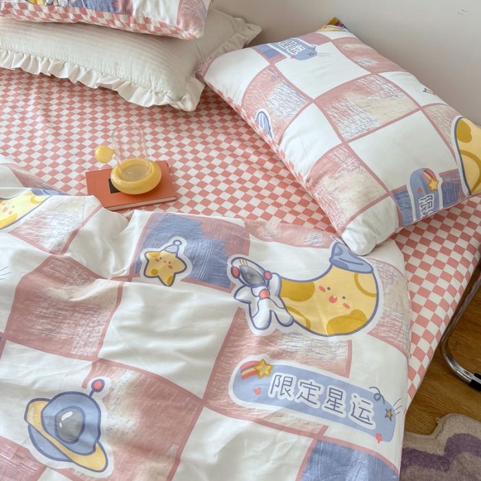 91家纺网 家纺一手货源 找家纺 梦家居 2022新款13372小清新系列全棉四件套 限定星运