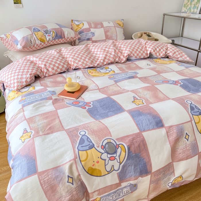 91家纺网 家纺一手货源 找家纺 梦家居 2022新款13372小清新系列全棉四件套 限定星运