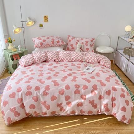 梦家居 2022新款13372小清新系列全棉四件套 心情粉