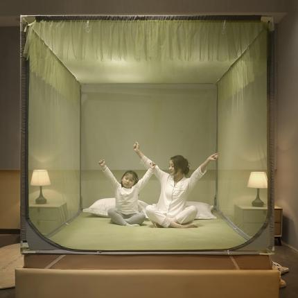 91家纺网 家纺一手货源 找家纺 总简约2022新款外穿坐床式蚊帐儿童防摔防蚊拉链方帐铁艺加厚加固支架睡帐