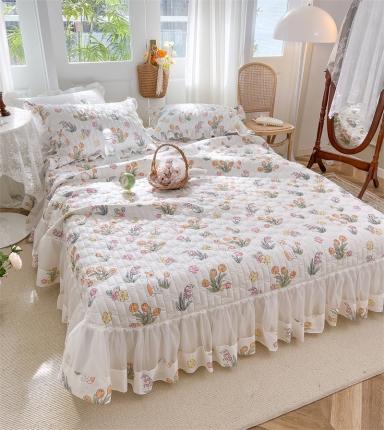 91家纺网 家纺一手货源 找家纺 （总）菊上家纺 2022新款仙女款欧根纱蕾丝床盖