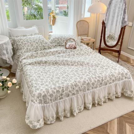 91家纺网 家纺一手货源 找家纺 （总）菊上家纺 2022新款仙女款欧根纱蕾丝床盖