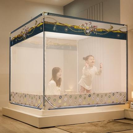 2022新款外穿坐床式蚊帐儿童防摔防蚊拉链方帐铁艺加厚加固支架睡帐 塞尔维亚