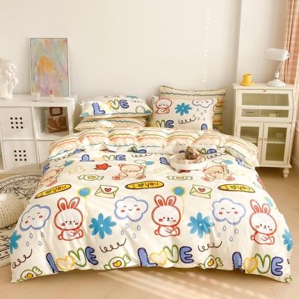 91家纺网 家纺一手货源 找家纺 沐辰 2022新款全棉13372系列印花四件套 涂鸦乐园