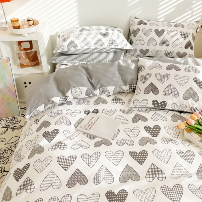 91家纺网 家纺一手货源 找家纺 沐辰 2022新款全棉13372系列印花四件套 爱心格格