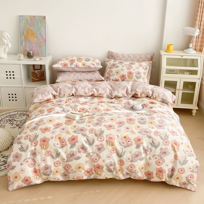 91家纺网 家纺一手货源 找家纺 沐辰 2022新款全棉13372系列印花四件套 春日浪漫