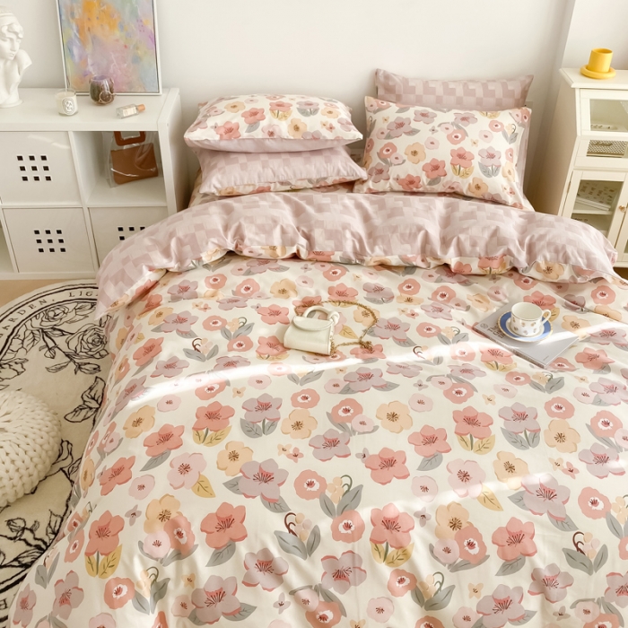 91家纺网 家纺一手货源 找家纺 沐辰 2022新款全棉13372系列印花四件套 春日浪漫