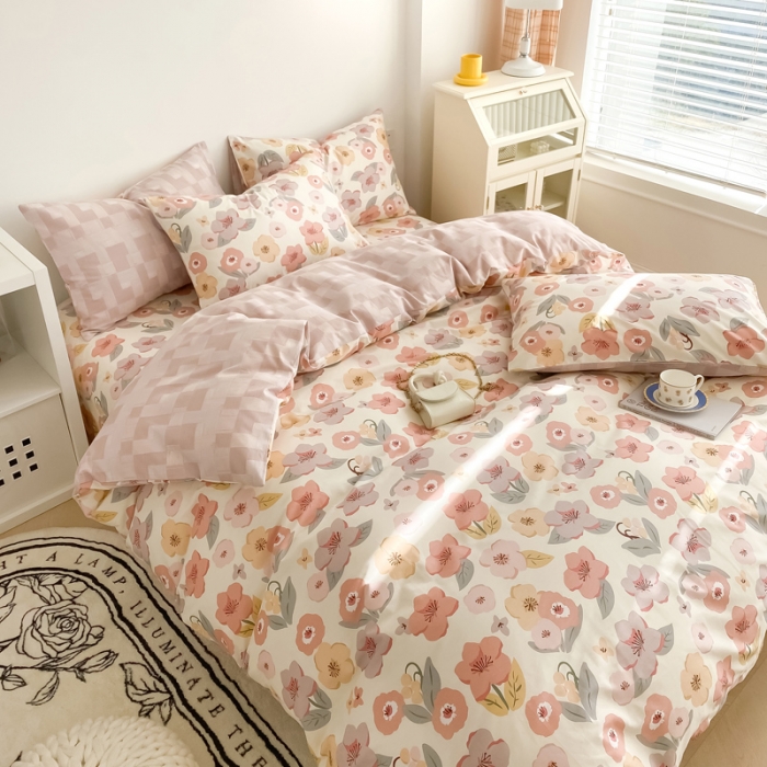 91家纺网 家纺一手货源 找家纺 沐辰 2022新款全棉13372系列印花四件套 春日浪漫