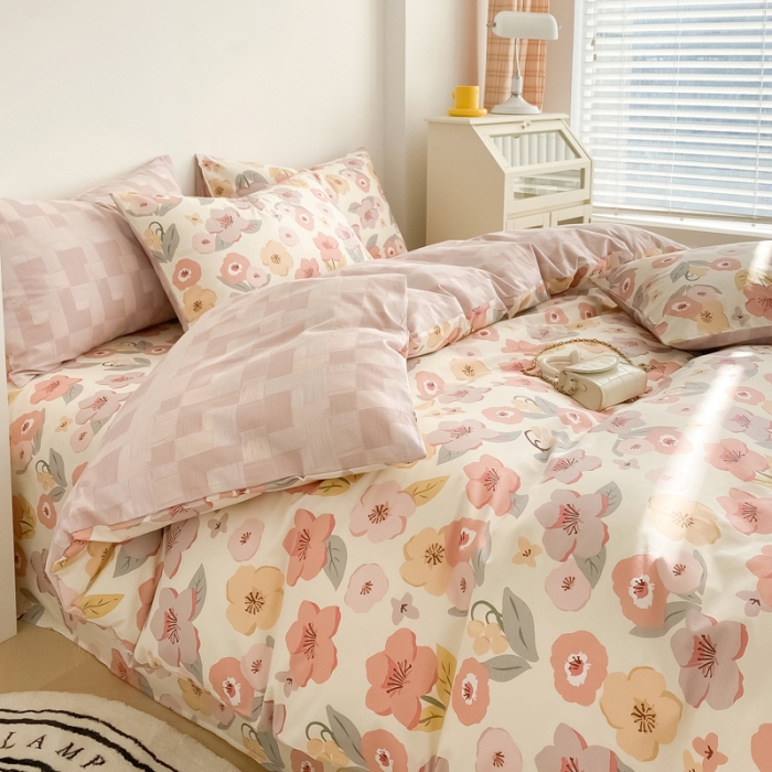 91家纺网 家纺一手货源 找家纺 沐辰 2022新款全棉13372系列印花四件套 春日浪漫