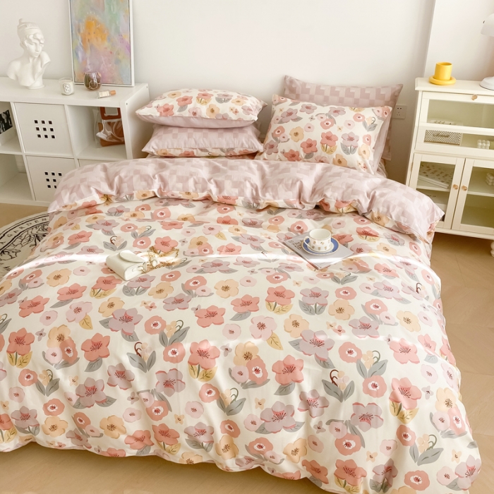 91家纺网 家纺一手货源 找家纺 沐辰 2022新款全棉13372系列印花四件套 春日浪漫