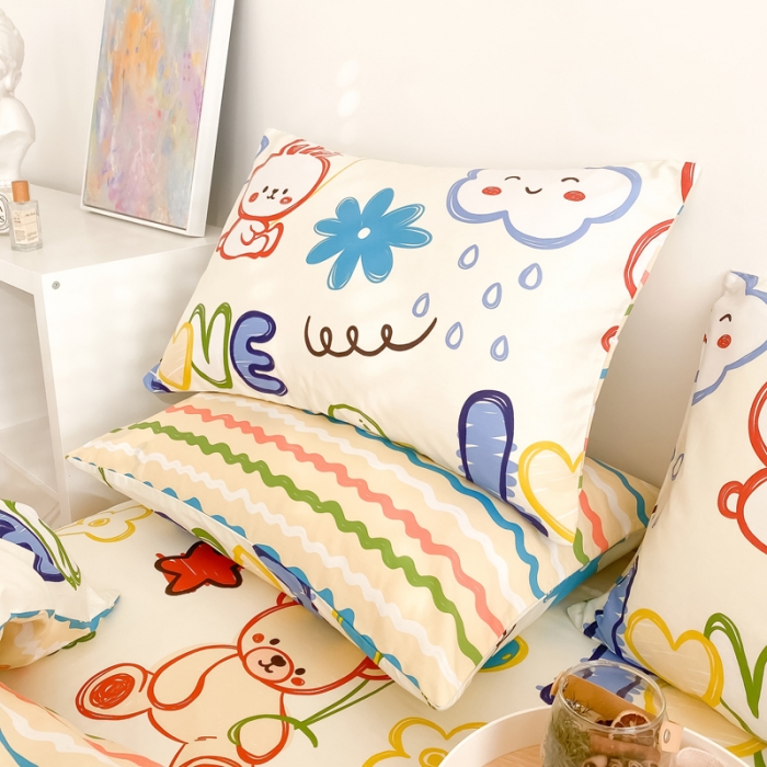 91家纺网 家纺一手货源 找家纺 沐辰 2022新款全棉13372系列印花四件套 涂鸦乐园