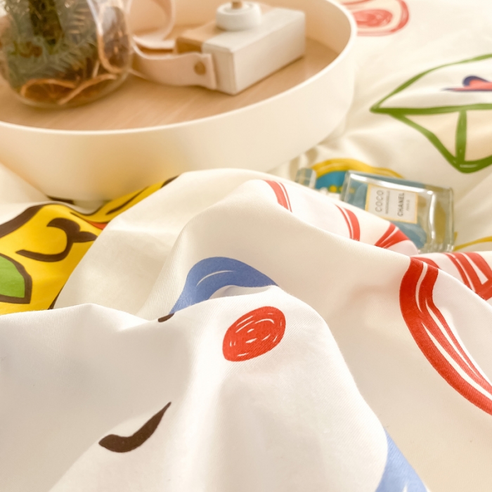 91家纺网 家纺一手货源 找家纺 沐辰 2022新款全棉13372系列印花四件套 涂鸦乐园