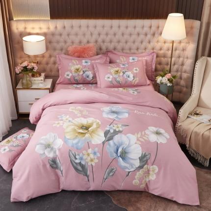 91家纺网 家纺一手货源 找家纺 金纱玉纺 2022新款全棉13372大版印花四件套 花舞佳人