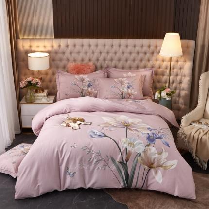 91家纺网 家纺一手货源 找家纺 金纱玉纺 2022新款全棉13372大版印花四件套 赏心悦目