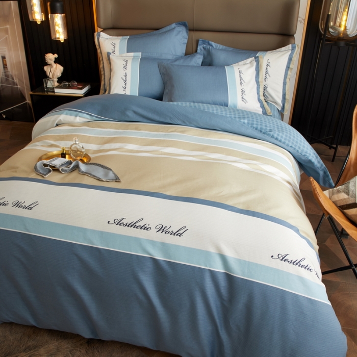 91家纺网 家纺一手货源 找家纺 金纱玉纺 2022新款全棉13372大版印花四件套 伯克利