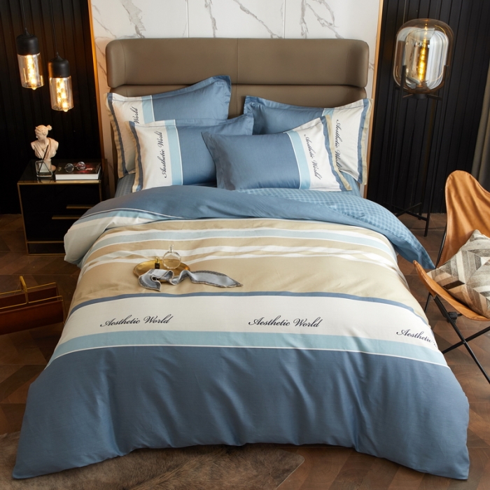 91家纺网 家纺一手货源 找家纺 金纱玉纺 2022新款全棉13372大版印花四件套 伯克利