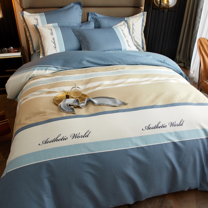 91家纺网 家纺一手货源 找家纺 金纱玉纺 2022新款全棉13372大版印花四件套 伯克利