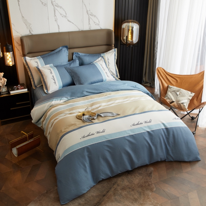 91家纺网 家纺一手货源 找家纺 金纱玉纺 2022新款全棉13372大版印花四件套 伯克利