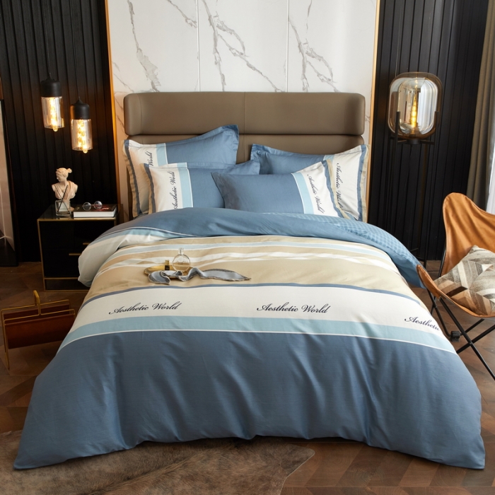 91家纺网 家纺一手货源 找家纺 金纱玉纺 2022新款全棉13372大版印花四件套 伯克利