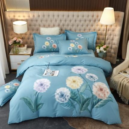 金纱玉纺 2022新款全棉13372大版印花四件套 俏佳人-兰