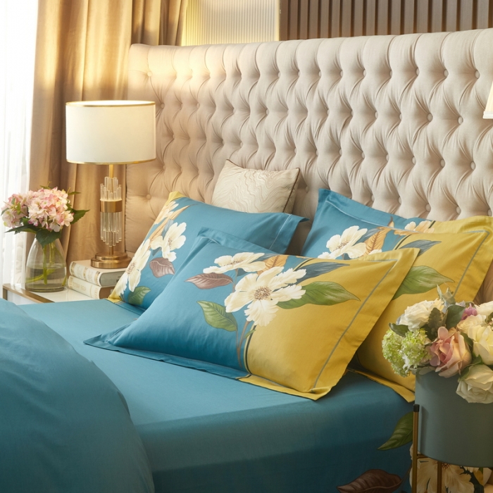 91家纺网 家纺一手货源 找家纺 金纱玉纺 2022新款全棉13372大版印花四件套 清风饮露