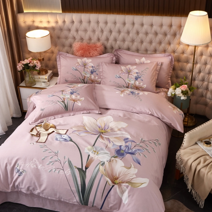 91家纺网 家纺一手货源 找家纺 金纱玉纺 2022新款全棉13372大版印花四件套 赏心悦目