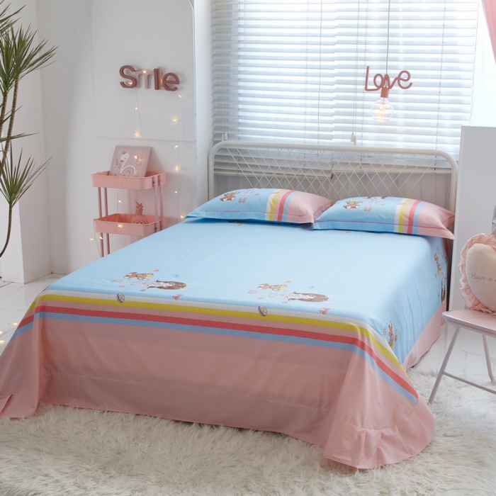 91家纺网 家纺一手货源 找家纺 金纱玉纺 2022新款全棉13372大版印花四件套 少女梦