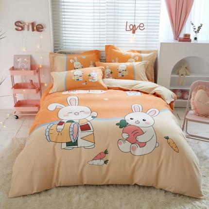 金纱玉纺 2022新款全棉13372大版印花四件套 甜蜜兔