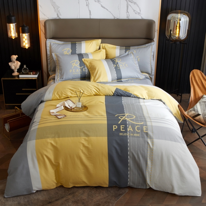 91家纺网 家纺一手货源 找家纺 金纱玉纺 2022新款全棉13372大版印花四件套 休闲主义