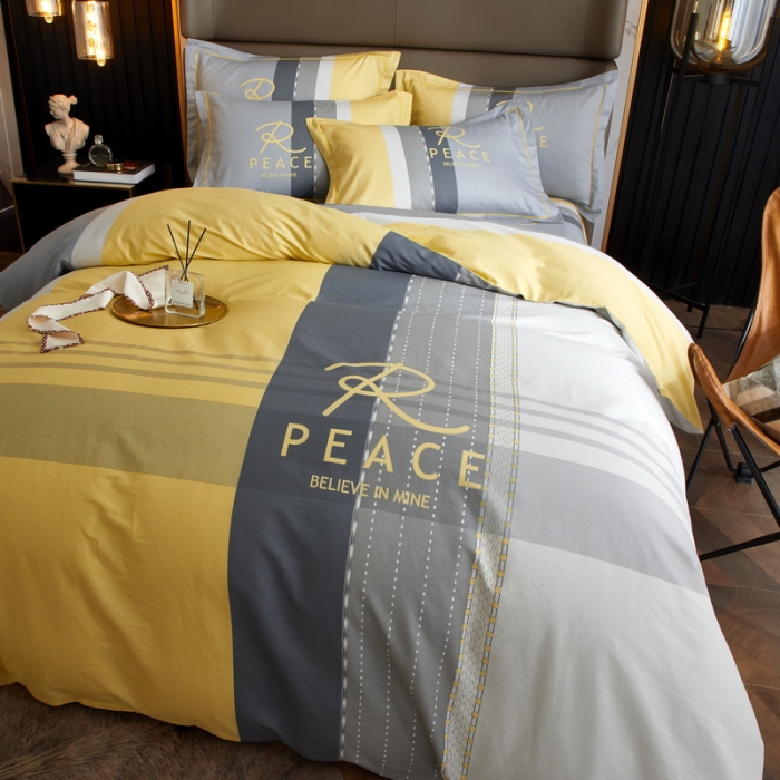 91家纺网 家纺一手货源 找家纺 金纱玉纺 2022新款全棉13372大版印花四件套 休闲主义