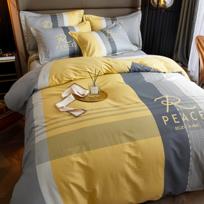 91家纺网 家纺一手货源 找家纺 金纱玉纺 2022新款全棉13372大版印花四件套 休闲主义