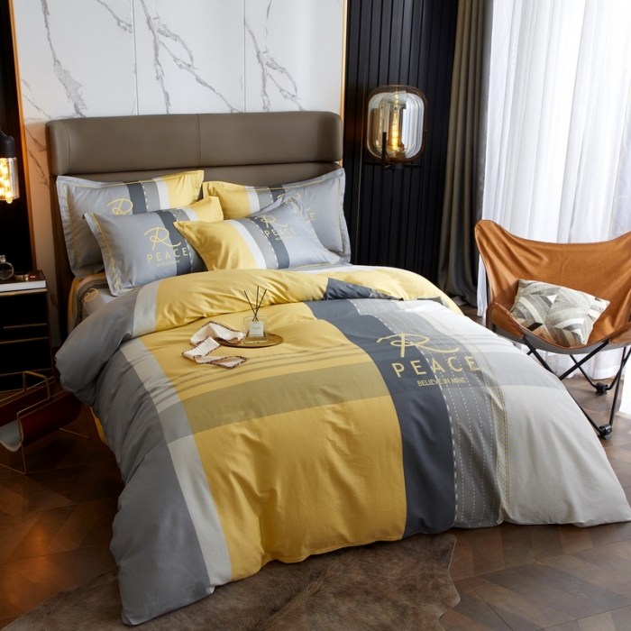 91家纺网 家纺一手货源 找家纺 金纱玉纺 2022新款全棉13372大版印花四件套 休闲主义