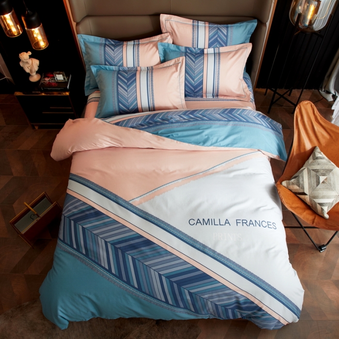 91家纺网 家纺一手货源 找家纺 金纱玉纺 2022新款全棉13372大版印花四件套 尤利娅