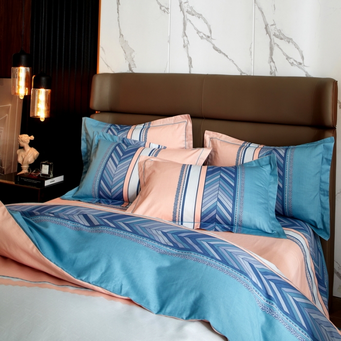 91家纺网 家纺一手货源 找家纺 金纱玉纺 2022新款全棉13372大版印花四件套 尤利娅