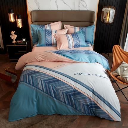 金纱玉纺 2022新款全棉13372大版印花四件套 尤利娅